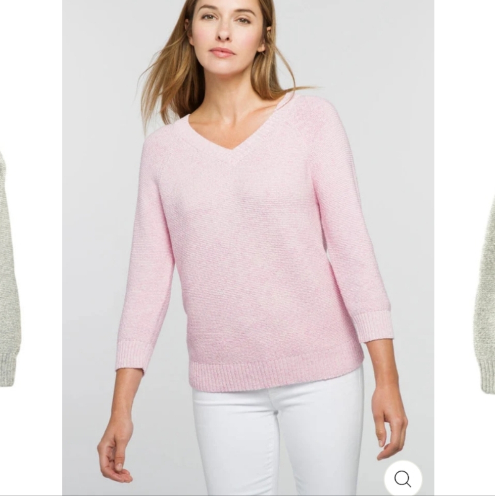 Kinross Front To Back Vee Sweater Cotton Textured